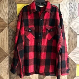 RARE VTG 70s 80s LL BEAN Red Wool Plaid Shirt Coat Jacket Heavy Shacket Men 2XL